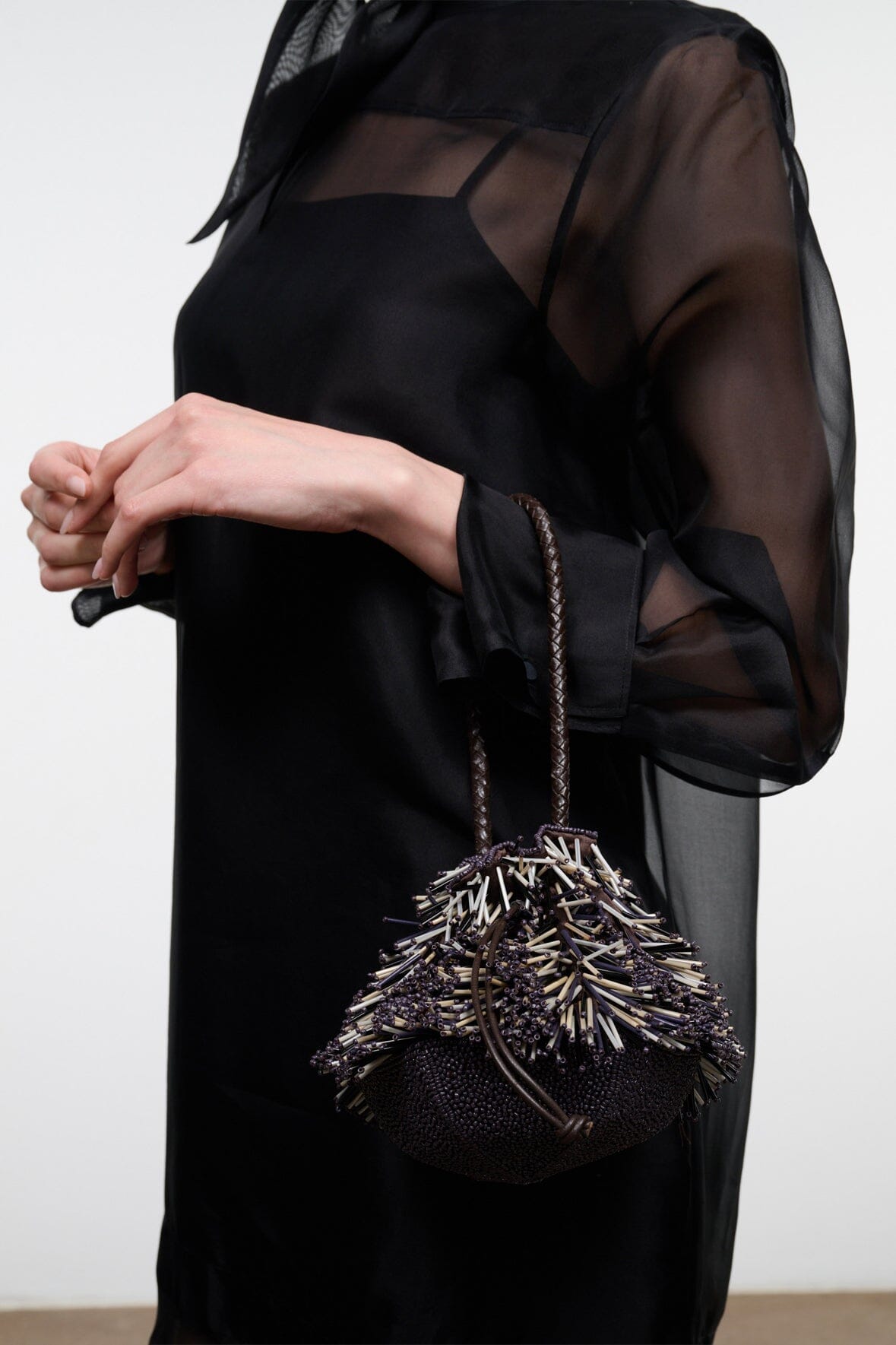 PORCUPINE BAG | BLACK BEADED MULTI