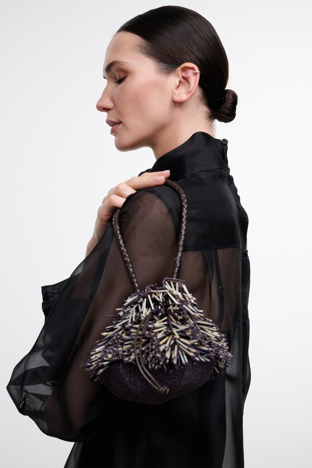 PORCUPINE BAG | BLACK BEADED MULTI